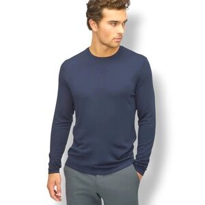 KIT AND ACE Modal Blend w/ Wool Brushed Crew Neck Long Sleeve Tee Navy Sz S
